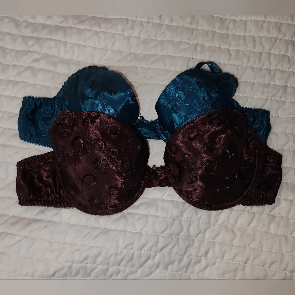 Vintage 1990s Embroidered Satin Lightly Lined Underwire Bra - Picture 11 of 13